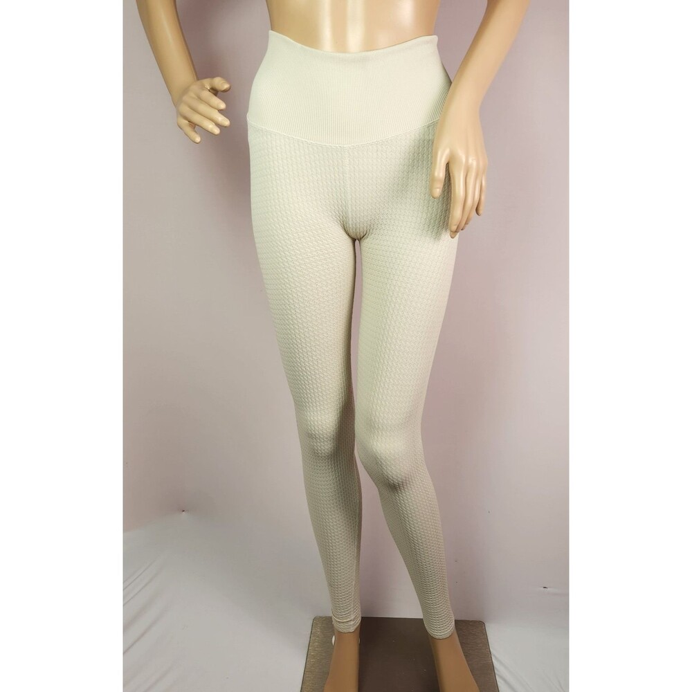 Good American Beige Tusk Compression Thick Waffle High Rise Leggings SZ 00/0